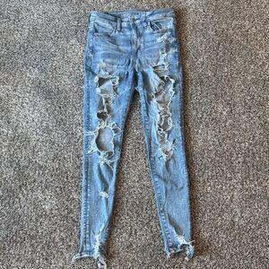 Ripped Light Blue Women's Skinny Jeans